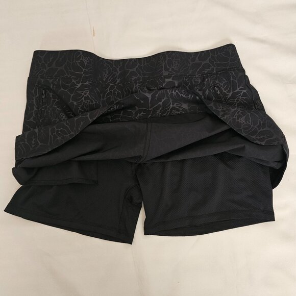 ORVIS Black Rose Embossed Print Mesh Inner Shorts Pull-On Travel Skort Size L - Picture 7 of 15